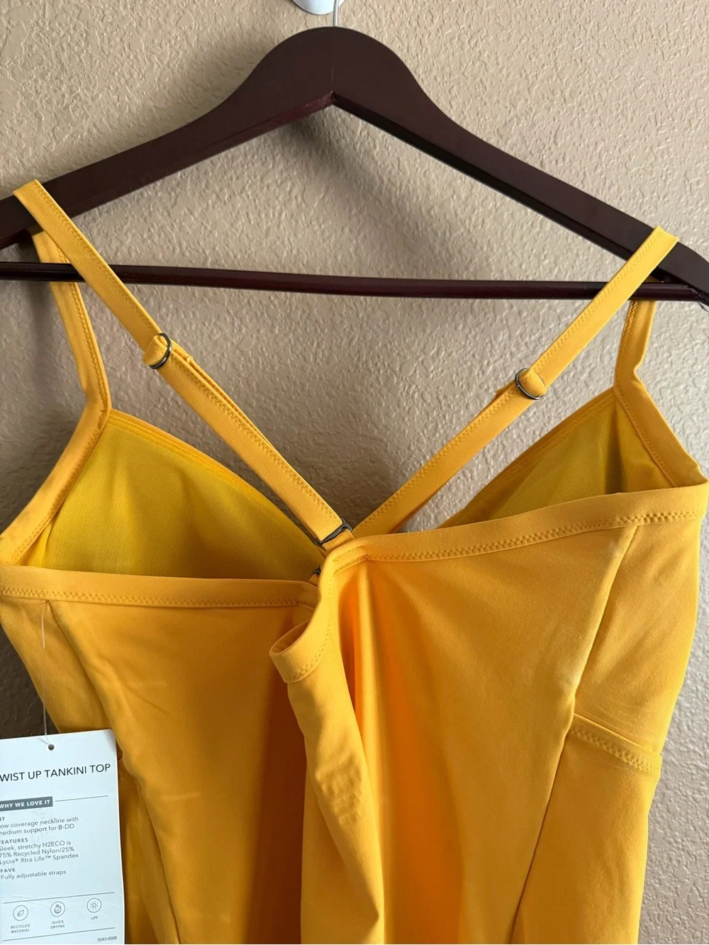 Athleta Yellow Twist up Swim Tankini Top Size 36D/DD NWT